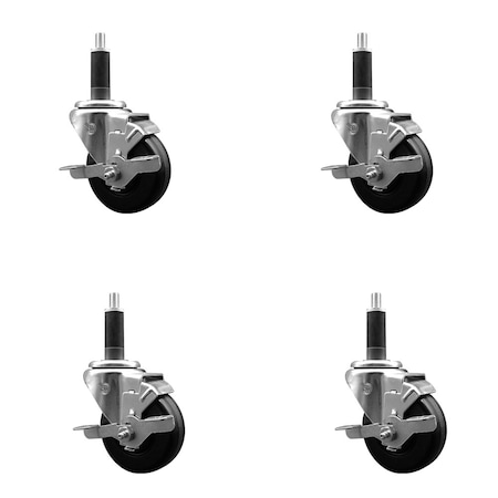 Service Caster 3.5'' SS Phenolic Wheel Swivel 1'' Expanding Stem Caster Set, 4PK SCC-SSEX20S3514-PHS-1-4